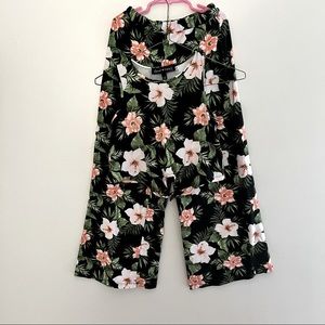 Derek Heart- Girls Black Floral Set Small 7/8